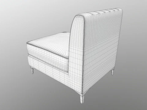 Triumph tufed Armless chair 3D Model