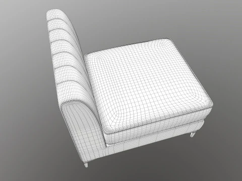 Triumph tufed Armless chair 3D Model