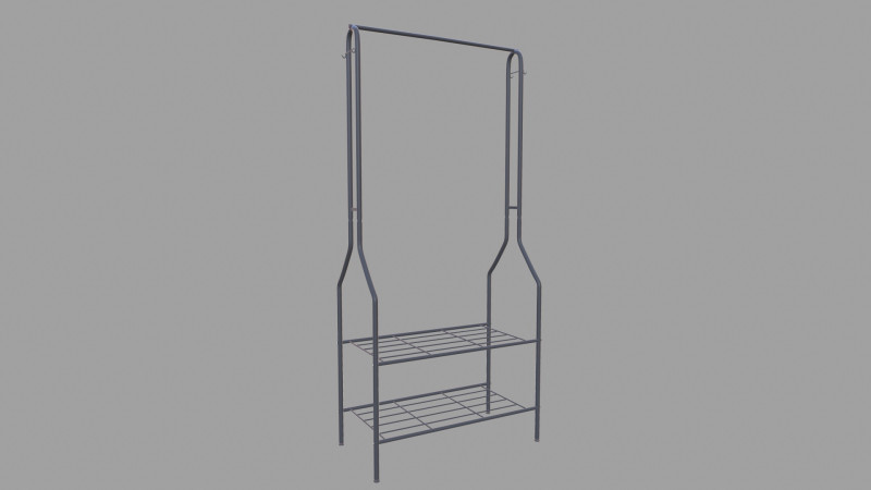 Black Metal Garment Rack 3D Model .c4d .max .obj .3ds .fbx .stl .blend 