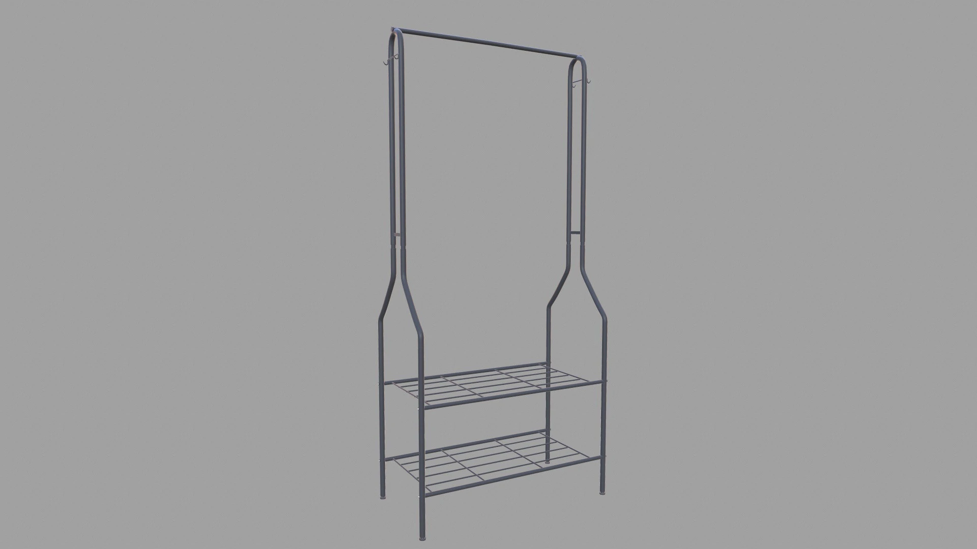 Black Metal Garment Rack 3D Model .c4d .max .obj .3ds .fbx .stl .blend 