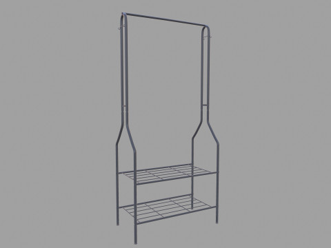 Black Metal Garment Rack 3D Model