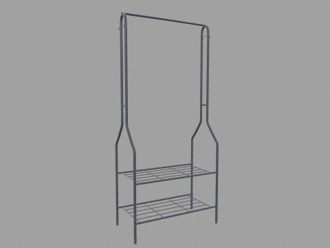 Black Metal Garment Rack 3D Model