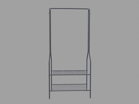 Black Metal Garment Rack 3D Model