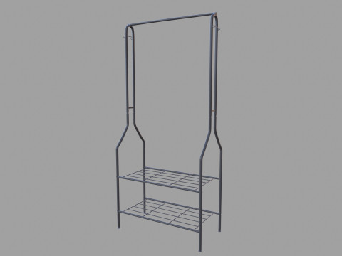 Black Metal Garment Rack 3D Model