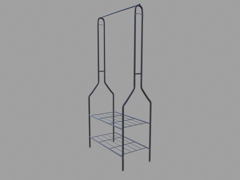 Black Metal Garment Rack 3D Model