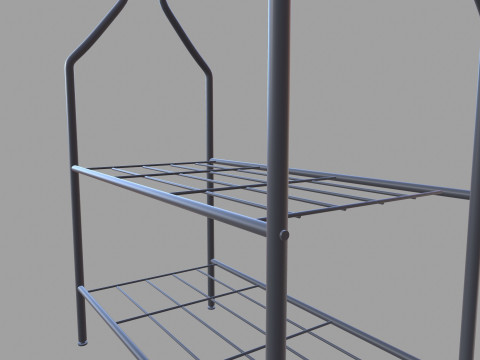 Black Metal Garment Rack 3D Model