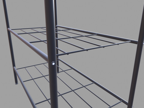 Black Metal Garment Rack 3D Model