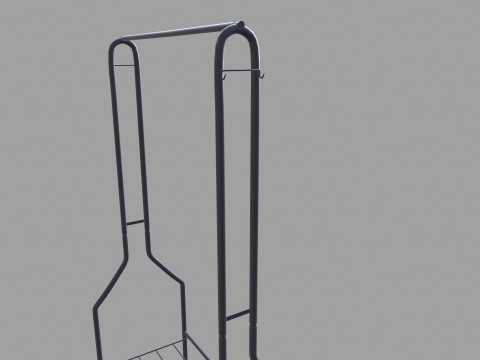 Black Metal Garment Rack 3D Model