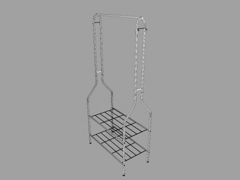 Black Metal Garment Rack 3D Model