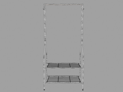Black Metal Garment Rack 3D Model