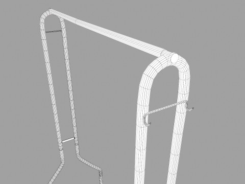 Black Metal Garment Rack 3D Model