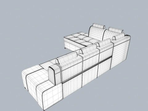 L字型ソファセット 3Dモデル