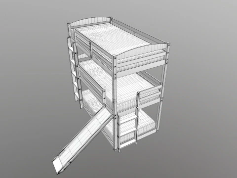 Двухъярусная кровать 3D Модель