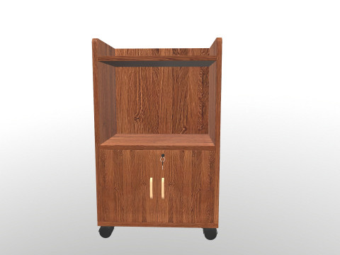 바퀴가 달린 나무 캐비닛 3D 모델
