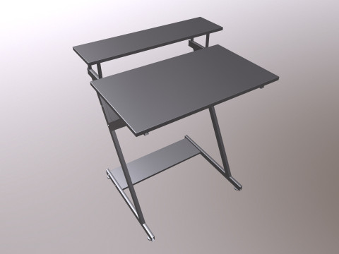 Computer Desk With Monitor Shelf 3D Model