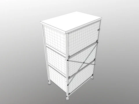 Fabric 4 Drawer Storage 3D Model