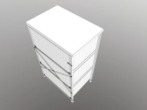 Fabric 4 Drawer Storage 3D Model