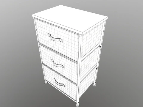 Fabric 4 Drawer Storage 3D Model