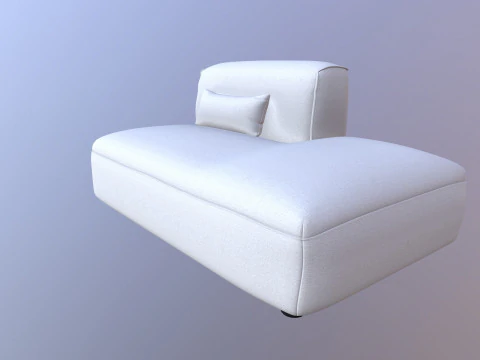 Armless Modular Piece Sofa 3D Model