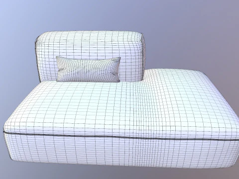 Armless Modular Piece Sofa 3D Model
