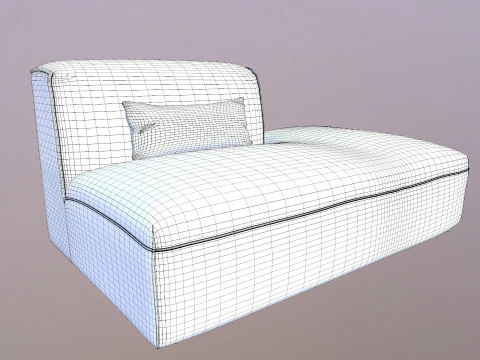 Armless Modular Piece Sofa 3D Model