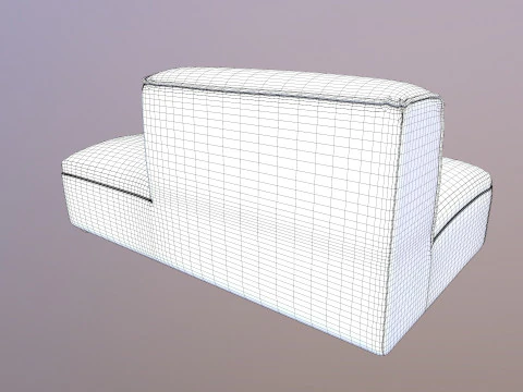 Armless Modular Piece Sofa 3D Model
