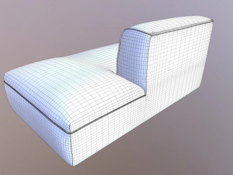 Armless Modular Piece Sofa 3D Model