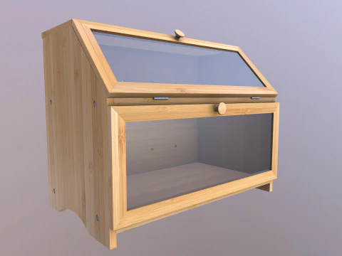 竹製二段パン箱 3Dモデル