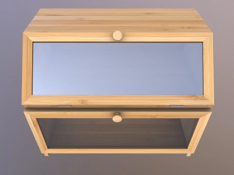 竹製二段パン箱 3Dモデル