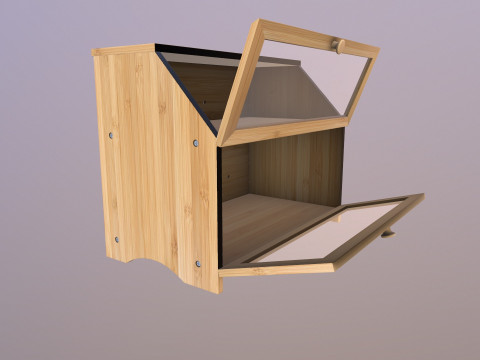 Bamboo Double Layered Bread Box 3D Model