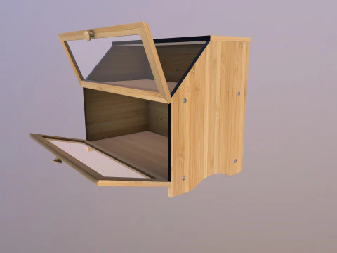 竹製二段パン箱 3Dモデル