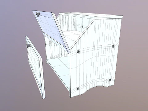竹製二段パン箱 3Dモデル