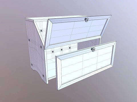 竹製二段パン箱 3Dモデル
