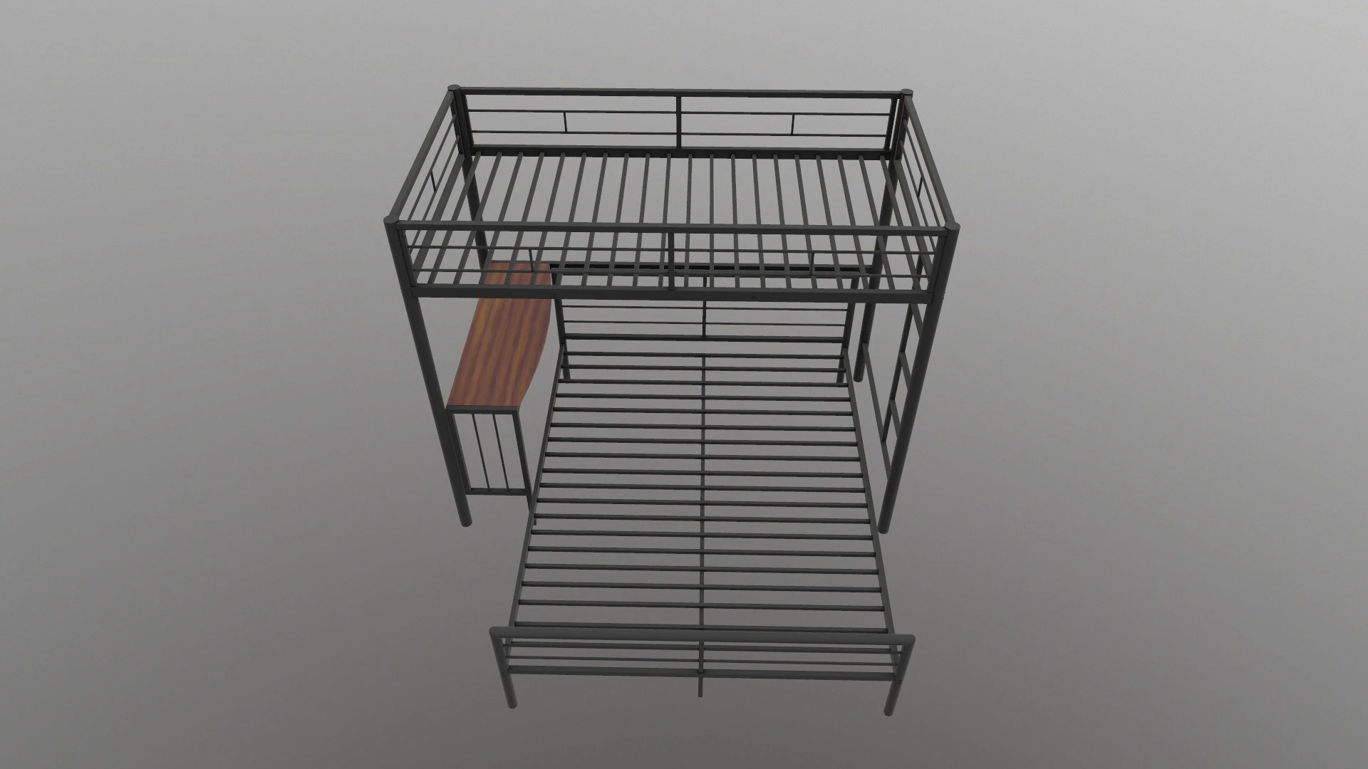 Metal Bunk Bed With Desk 3D Model .c4d .max .obj .3ds .fbx .stl .blend