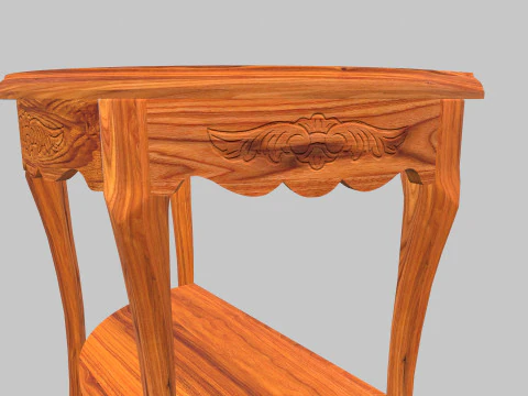 Flower Carved Corner Foyer Table 3D Model