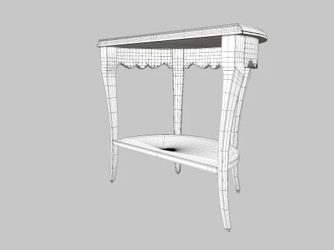 Flower Carved Corner Foyer Table 3D Model