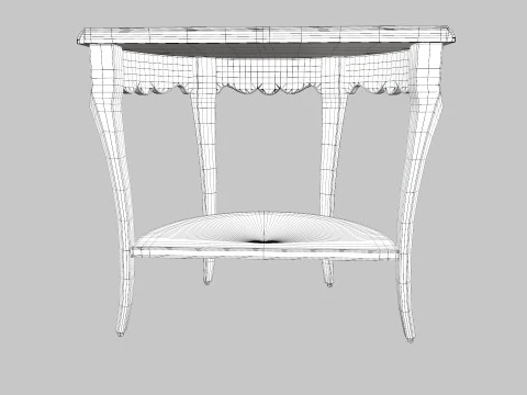 Flower Carved Corner Foyer Table 3D Model