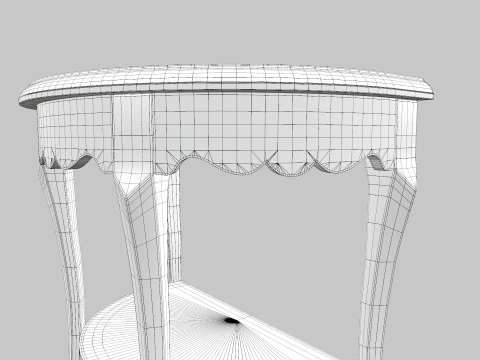 Flower Carved Corner Foyer Table 3D Model