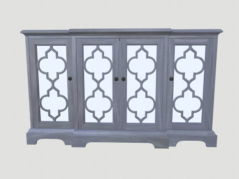 चार 4 दरवाजे वाली एक्सेंट कैबिनेट ग्रे 3D मॉडल