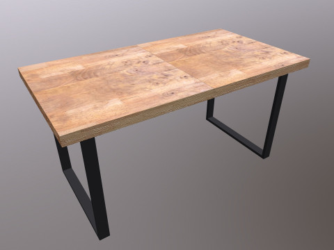 टेबल लकड़ी और धातु कंसोल 3D मॉडल
