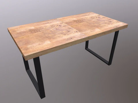 Стіл дерево і металева консоль 3D Модель