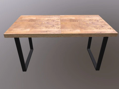 Table wood and metal console 3D Model