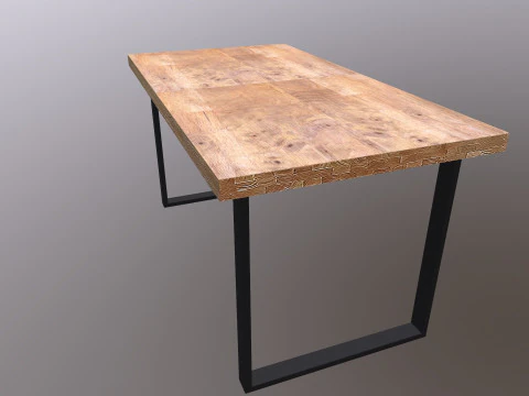 Table wood and metal console 3D Model