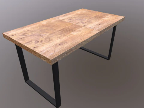 Table wood and metal console 3D Model