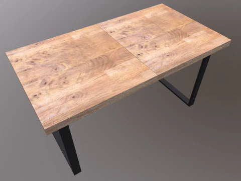 Table wood and metal console 3D Model