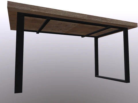 Table wood and metal console 3D Model