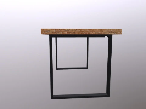 Table wood and metal console 3D Model