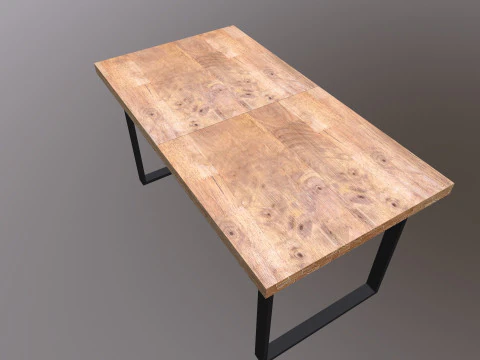 Table wood and metal console 3D Model