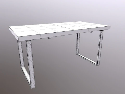 Table wood and metal console 3D Model