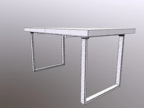 Table wood and metal console 3D Model